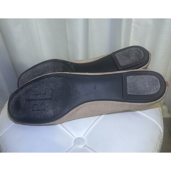 Lauren Ralph Lauren Ballet Flats Tan Canvas Leather Buckle Women's Size 9B - Picture 12 of 12
